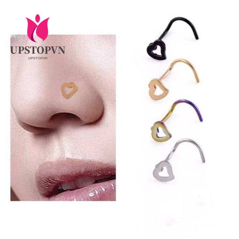 UPSTOPVN Khuyên Mũi Hình Trái Tim Bằng Thép Phẫu Thuật Rỗng Hàng Mới Dành Cho Nam Và Nữ
