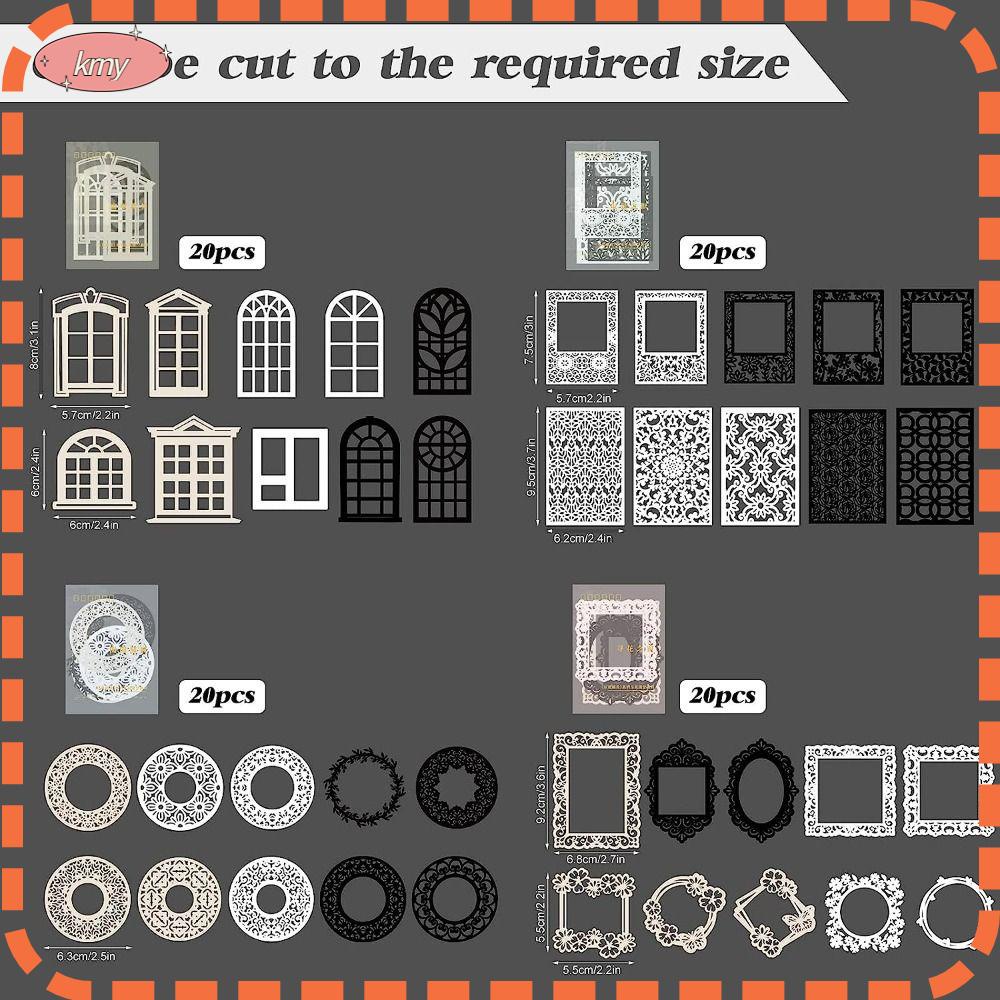 KRNY Giấy Ren Hình Tròn / Chữ Nhật Màu Trắng / Đen Kiểu Vintage Dùng Trang Trí Album Thủ Công