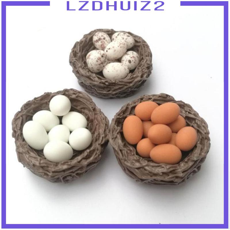 Mô Hình Trứng Tổ Chim Trang Trí Tiểu Cảnh Tỉ Lệ 1: 12