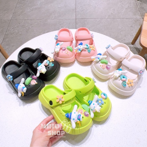 Dép Sục Cho Bé Gắn Charm Cinnamoroll Siêu Đẹp Mềm Êm Chân Dép Quảng Châu Loại 1 Dép Mary Jane