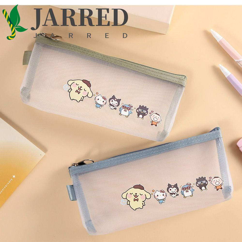 JARRED Túi Lưới Trong Suốt Đựng Son Môi / Tài Liệu / Mỹ Phẩm Sức Chứa Lớn Nhỏ Gọn Có Khóa Kéo Họa Tiết Hoạt Hình