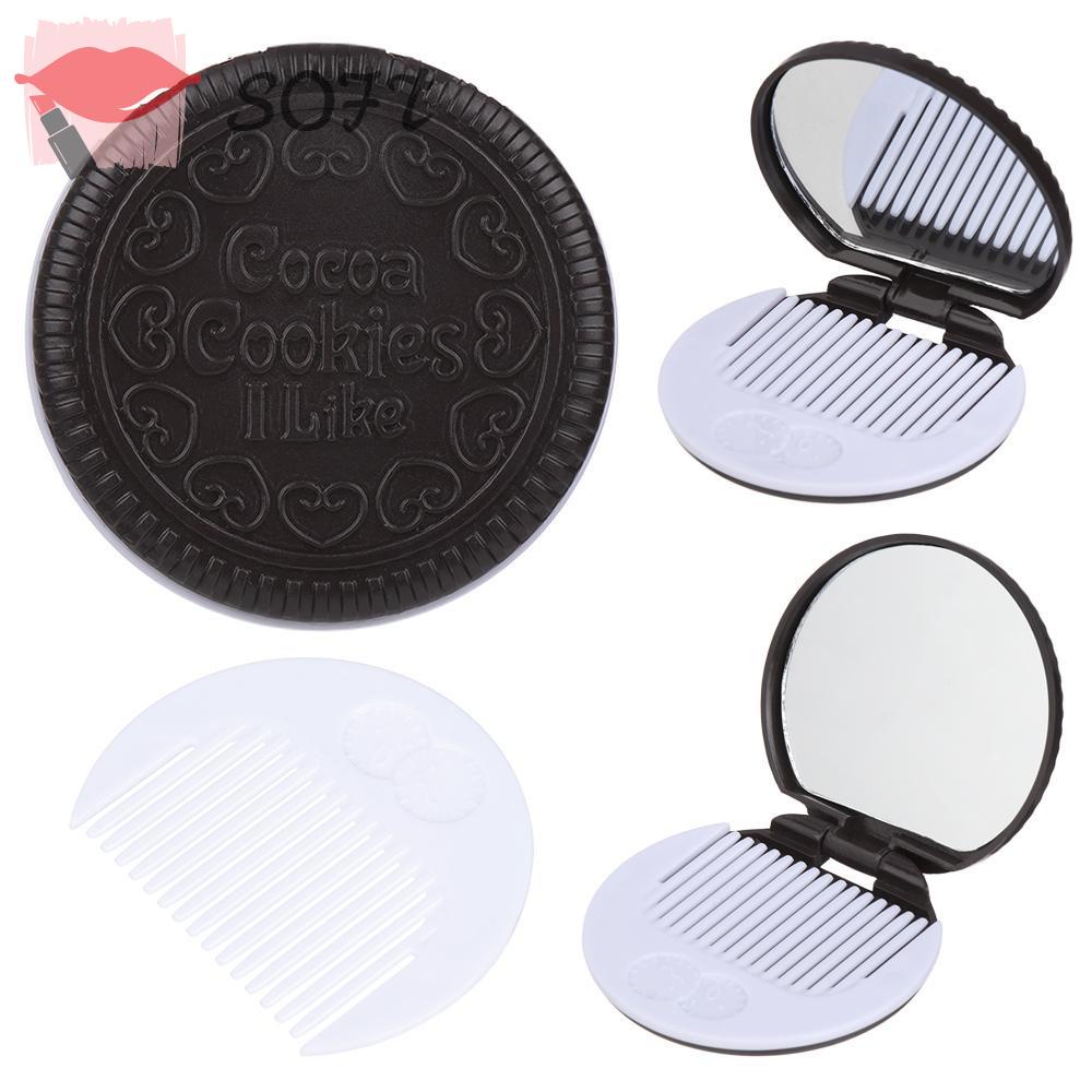 SOFTNESS Gương Trang Điểm Kèm Lược Thiết Kế Dễ Thương Tiện Dụng Cho Nữ