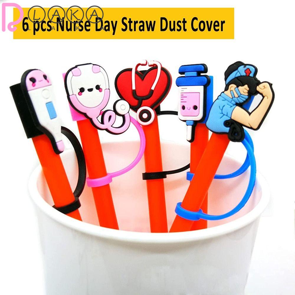 LAKAMIER Bộ 6 Ống Hút Silicone Tái Sử Dụng Được Chống Bụi