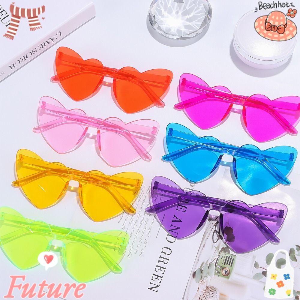 FUTURE Kính Mát Hình Trái Tim Không Vành Chống Tia UV400 Thời Trang Cho Nữ