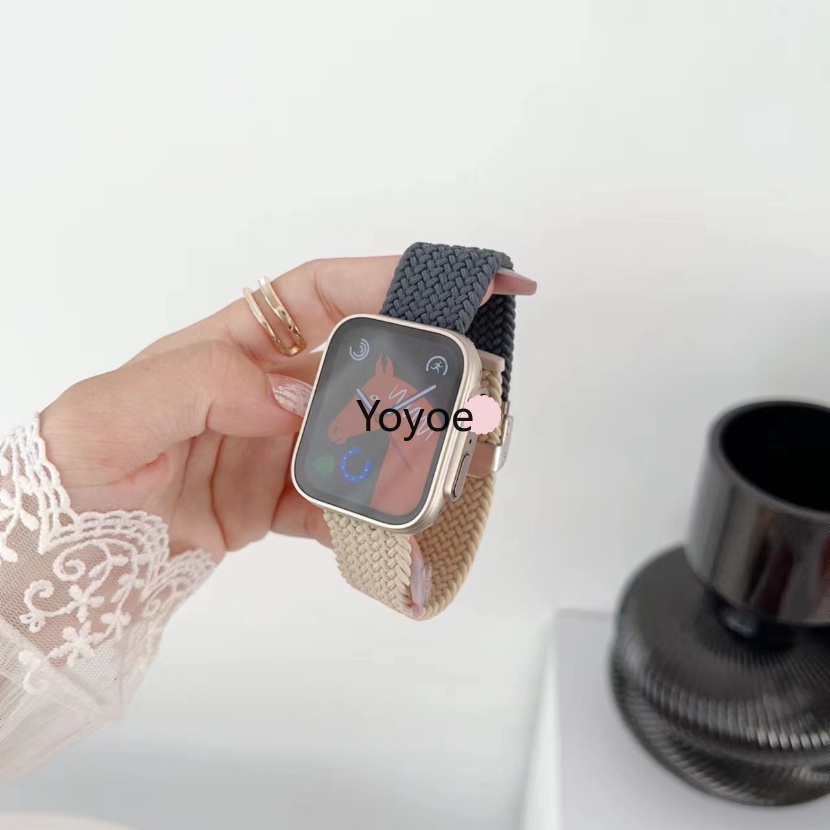 Dây Đeo Đồng Hồ Dạng Bện Bằng Nylon Co Giãn Hai Màu 49mm 42 / 44 / 45 / 49mm 41 / 40 / 38mm Cho iWatch Series 3 / 4 / 5 / 6 / SE 7 Ultra 8
