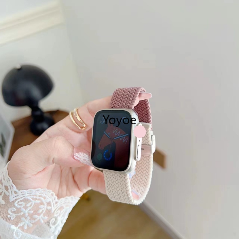 Dây Đeo Đồng Hồ Dạng Bện Bằng Nylon Co Giãn Hai Màu 49mm 42 / 44 / 45 / 49mm 41 / 40 / 38mm Cho iWatch Series 3 / 4 / 5 / 6 / SE 7 Ultra 8