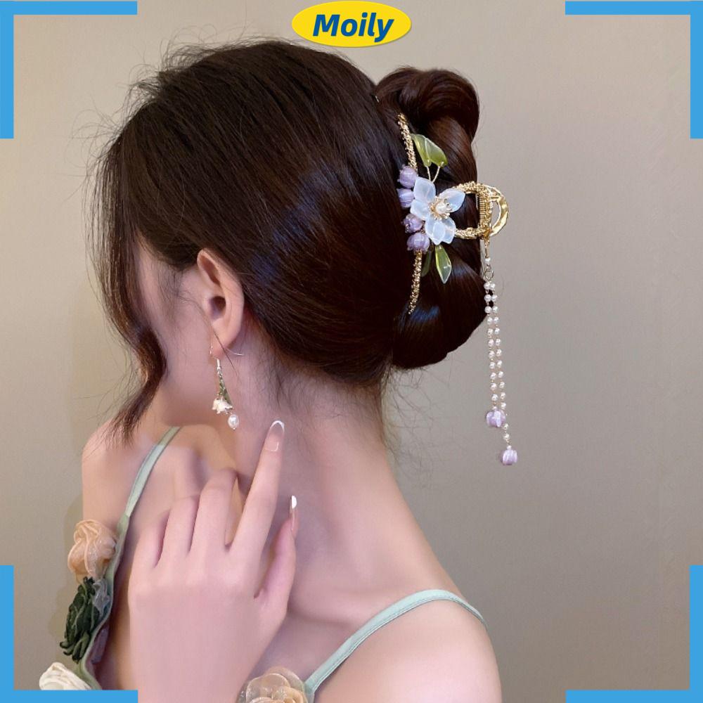 MOILYVN Kẹp Tóc Tua Rua Hình Hoa Lan Mori Cổ Điển Tinh Tế Hàng Mới Dành Cho Bạn Gái