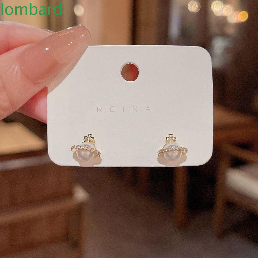 LOMBARD Bông Tai Hình Trái Tim Hành Tinh Phong Cách Retro Thời Trang Sang Trọng