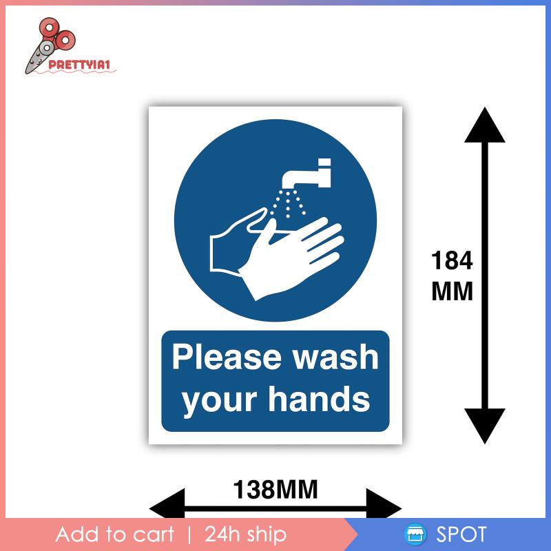 Bộ 6 Miếng Dán Biển Báo Rửa Tay Cho Nhà Vệ Sinh