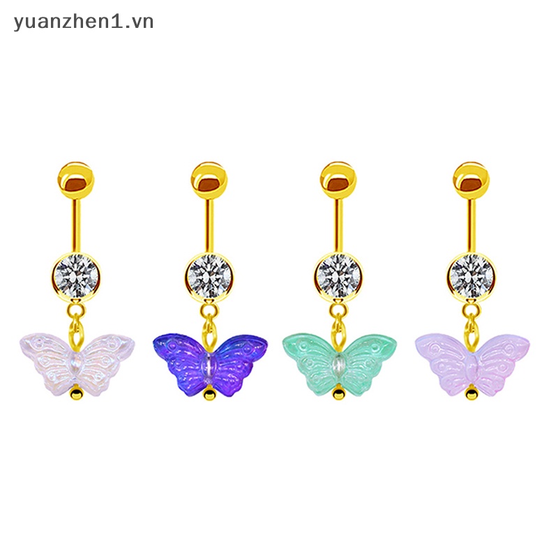 Khuyên Rốn Hình Bướm Đính Đá Bằng Thép Không Gỉ Thời Trang Cho Nữ