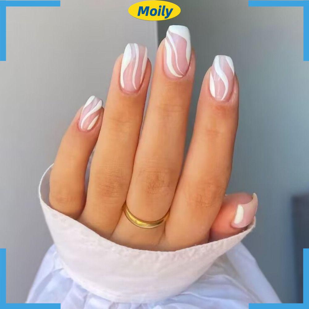MOILYVN Set 24 Móng Tay Giả Dạng Nhấn Tiện Lợi
