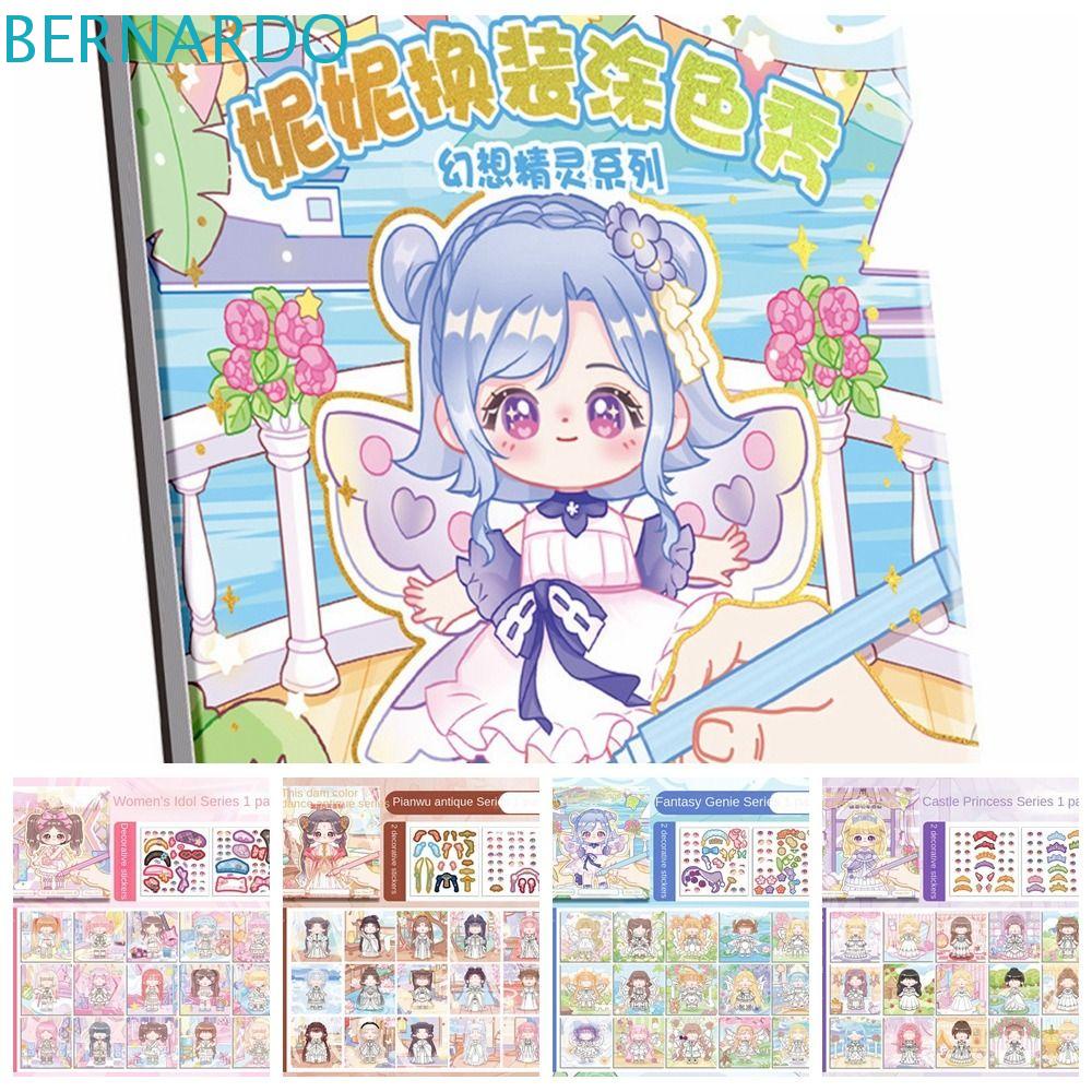 BERNARDO Sticker Giấy Dán Trang Trí Sách Hình Công Chúa Dễ Thương Có Thể Tái Sử Dụng