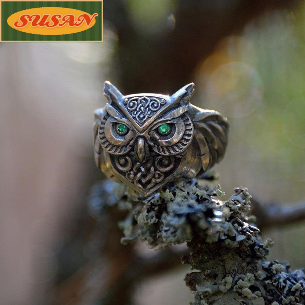 SUSANS Nhẫn Hình Chim Cú 3D Thời Trang