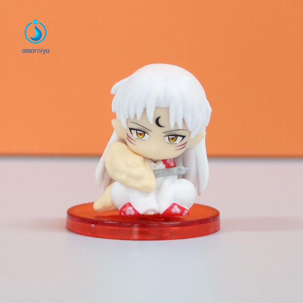 Bộ 4 Đồ trang trí Nhân Vật Anime Inuyasha Bằng PVC Dễ Thương Trang Trí Xe Hơi