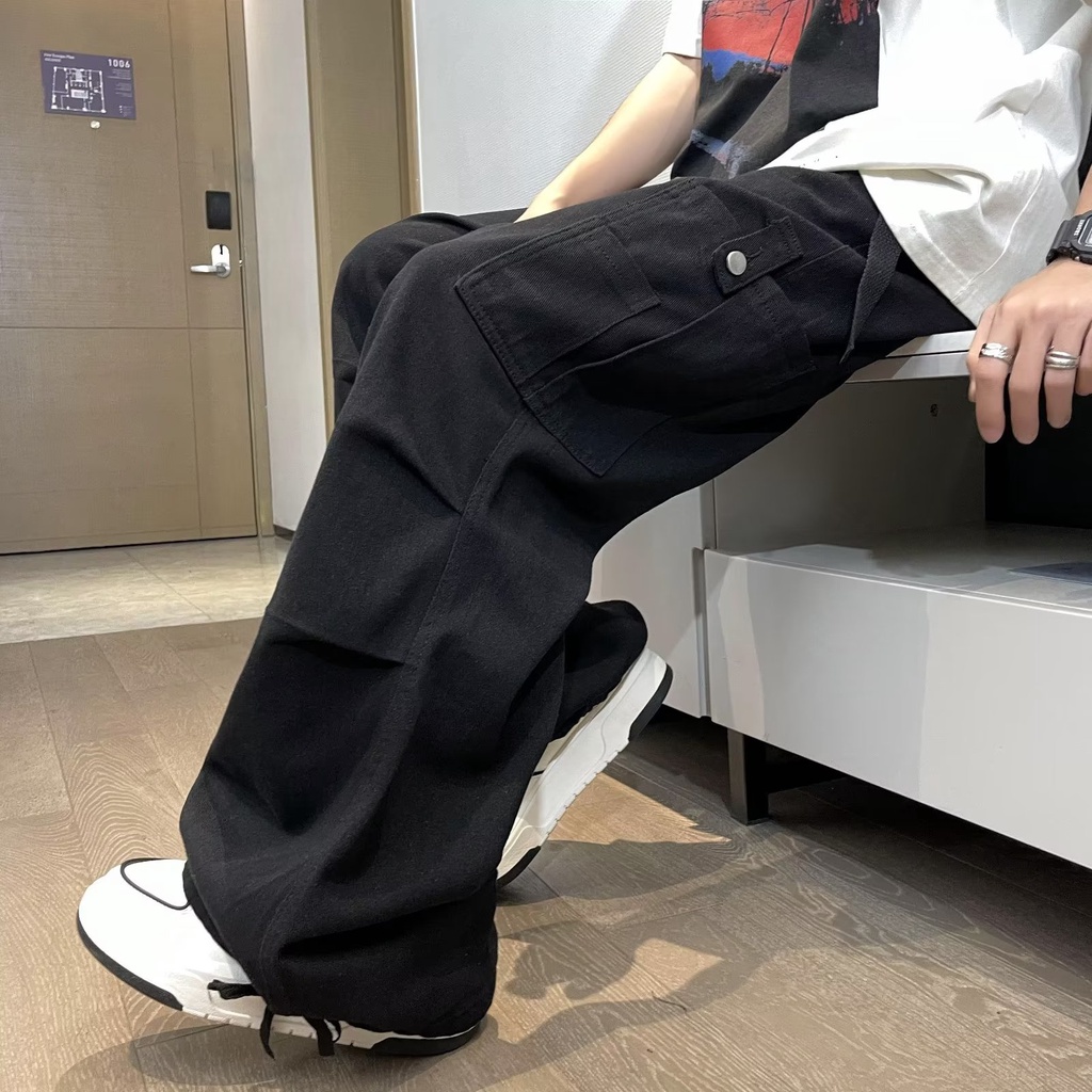 Quần Dài Ống Rộng Rút Dây Màu Xanh Dương Cổ Điển Hợp Thời Trang Cho Nam