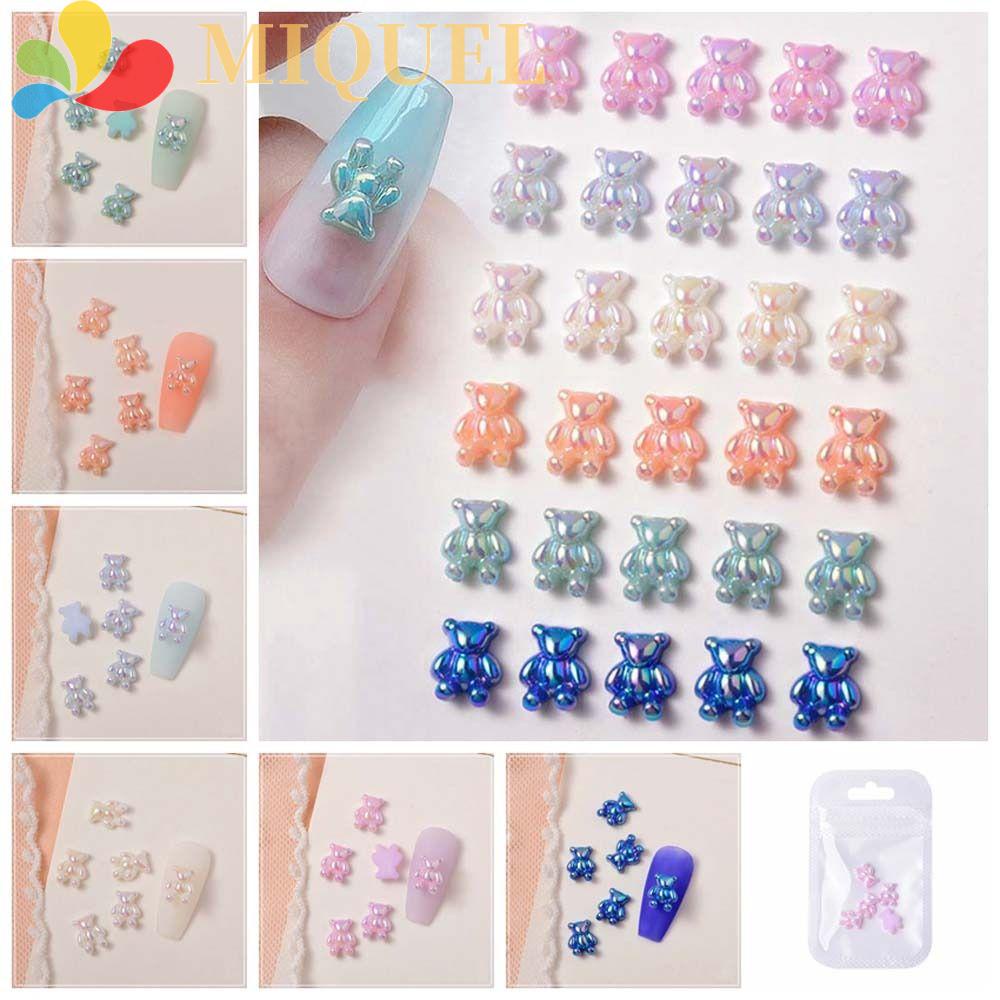 MIQUEL Bộ 5 Phụ Kiện Trang Trí Móng Tay Hình Gấu Hoạt Hình Dễ Thương
