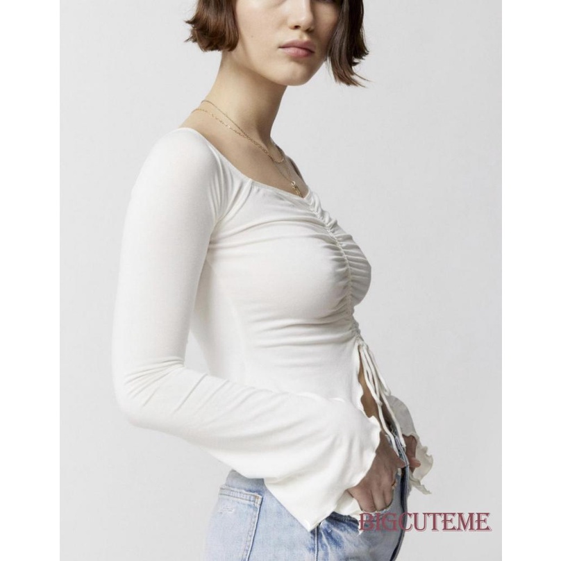 Áo Croptop Trễ Vai Tay Dài Màu Sắc Thời Trang Cho Nữ