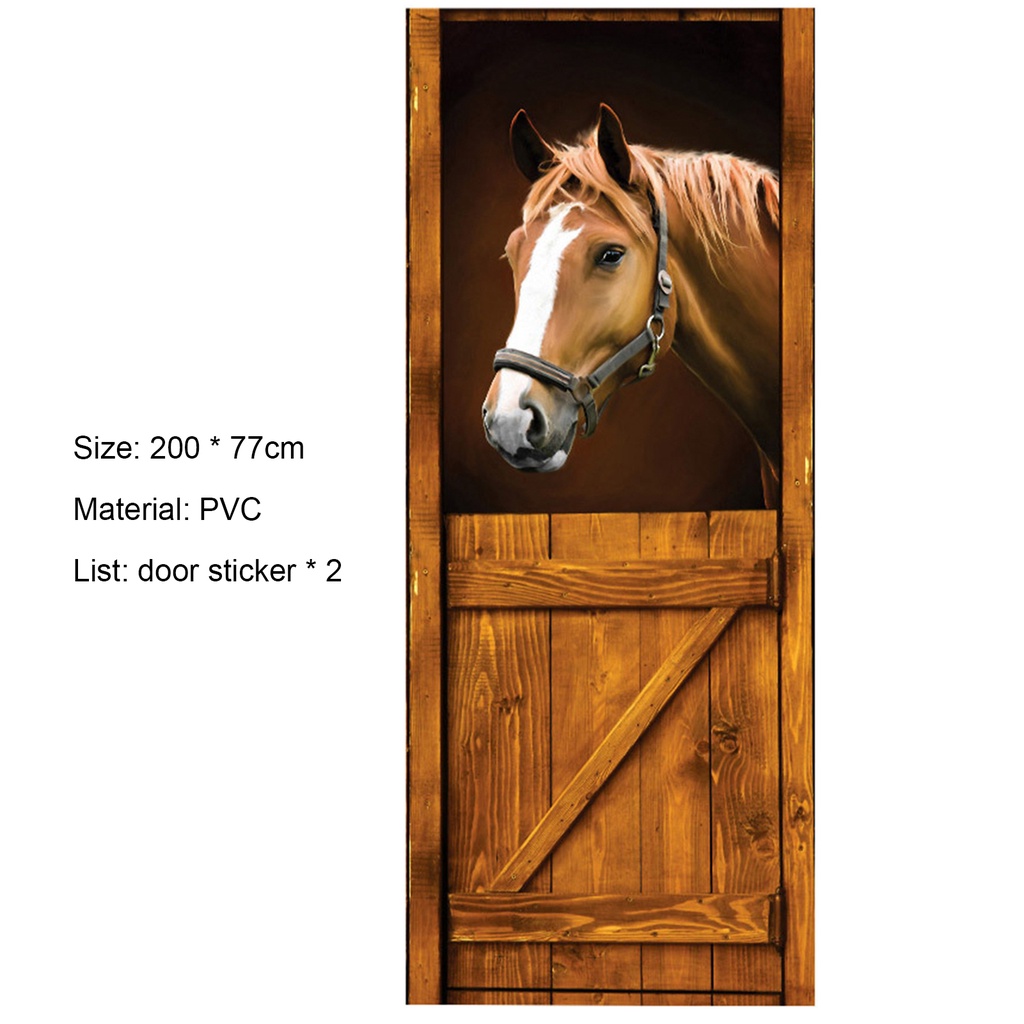 Set 2 Miếng Dán Tường Trang Trí Hình Ngựa Hiệu Ứng 3D Bằng PVC Tháo Rời Được
