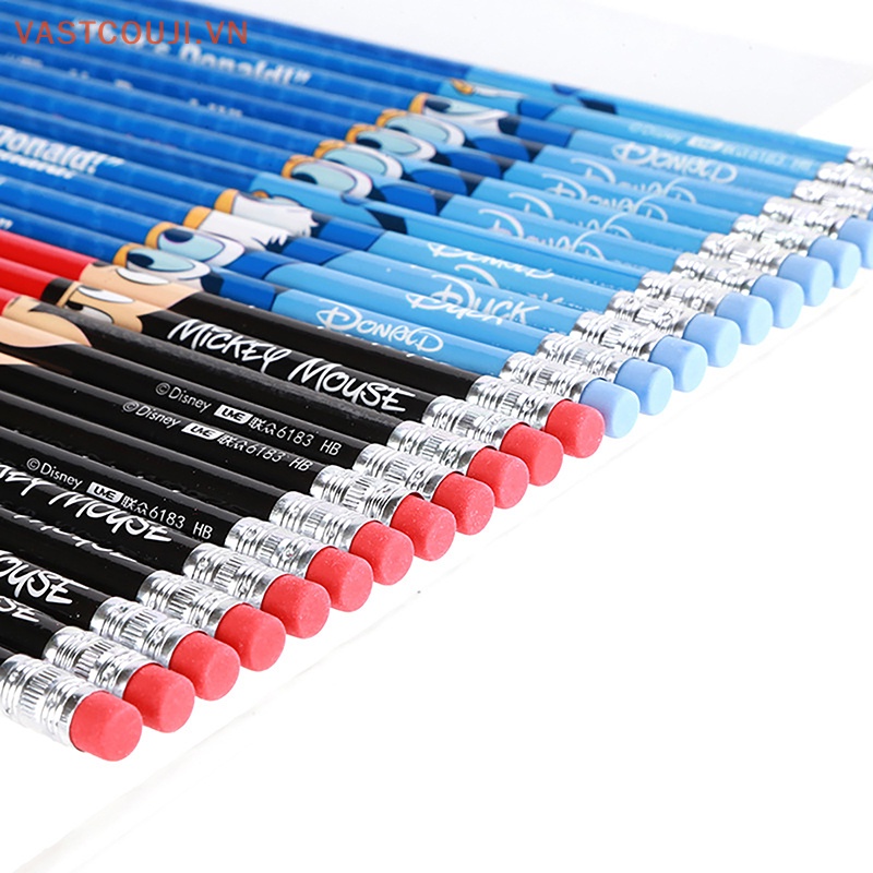 DISNEY Set 12 Bút Chì Tròn Shi Dizai Hb Họa Tiết Chuột Mickey Minnie Dễ Thương Dùng Làm Quà Tặng Cho Bé