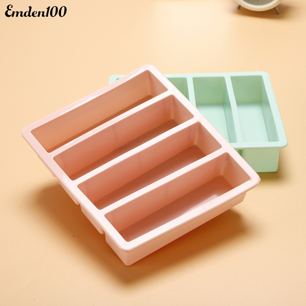 Khay Silicone Làm Đá 4 Ngăn Đa Năng Không Dính Tiện Dụng