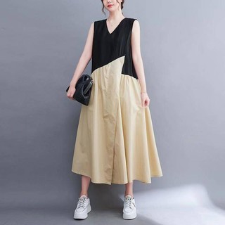 Đầm Dáng Rộng Cổ Chữ V Phong Cách Retro Hàn Quốc Thời Trang Mới 2023 Kích Thước Lớn 40KG-90KG