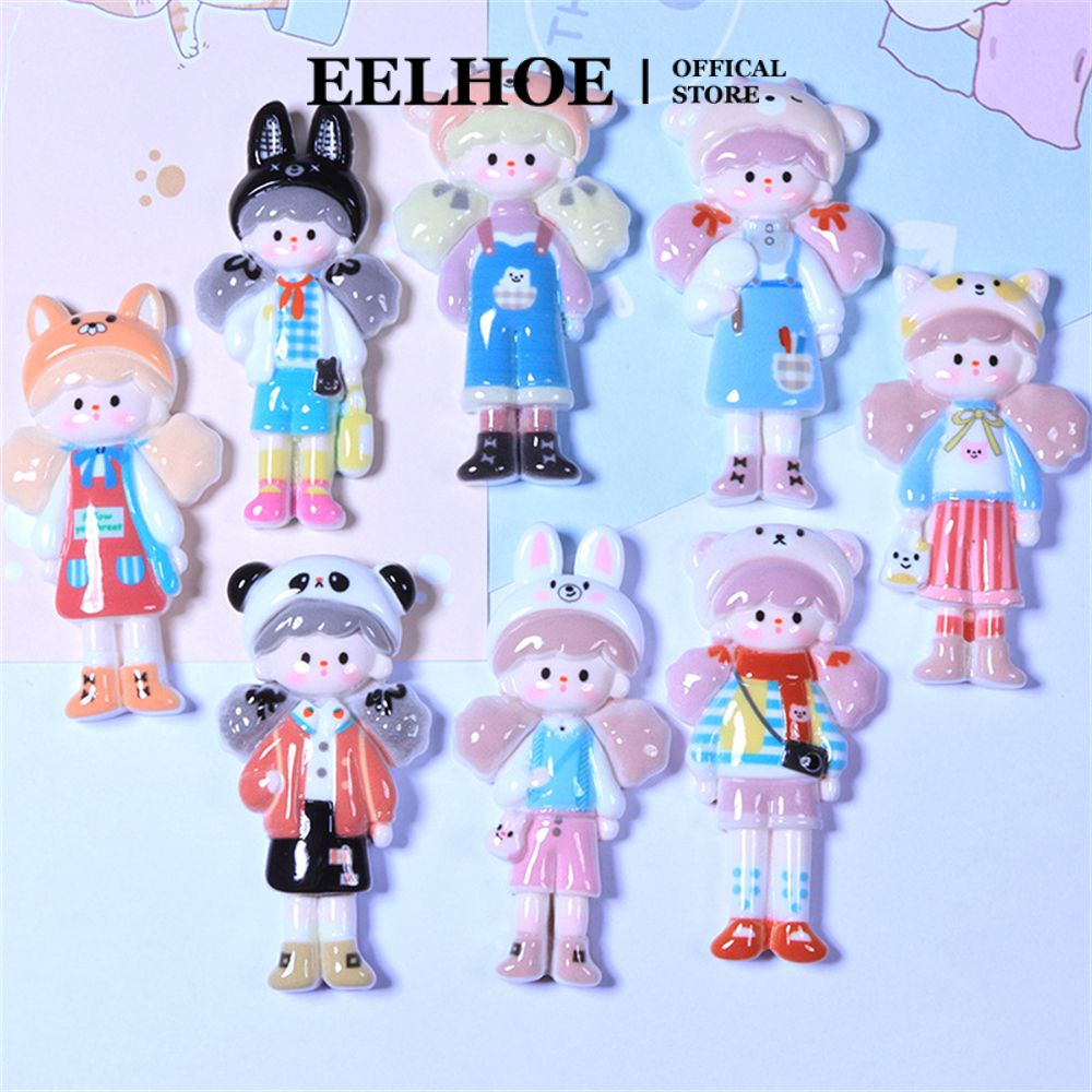 Kẹp dán tủ lạnh/ ốp điện thoại EELHOE bằng nhựa hình cô gái Popcorn hoạt hình kèm keo