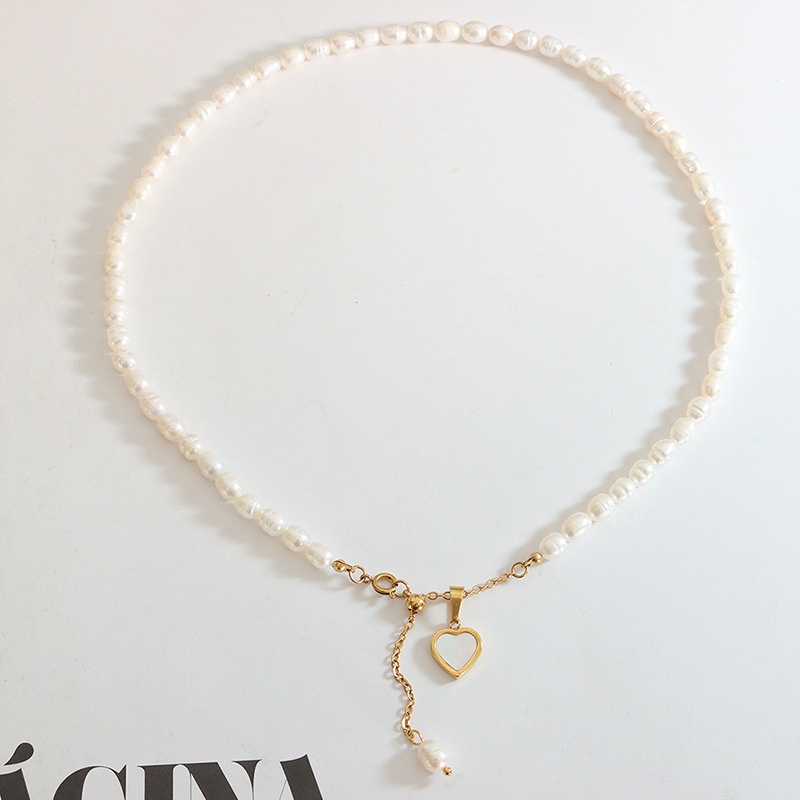 Vòng cổ Mặt Hình Vỏ Sò / Trái Tim Đính Ngọc Trai Sang Trọng Thời Trang Pháp