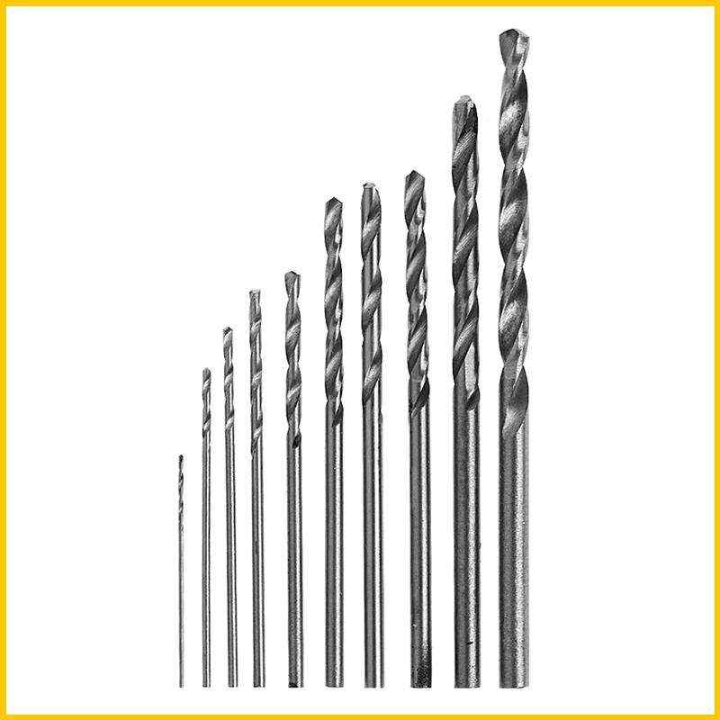 Bộ 10 Mũi Khoan Xoắn Bằng Thép HSS Màu Trắng Kích Thước 0 5-3mm Chuyên Dụng Cho Máy Khoan Điện