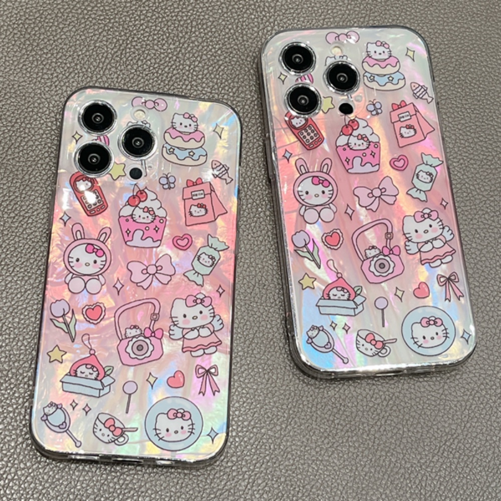 Ốp Điện Thoại TPU Mềm Chống Bụi Chống Sốc Màu Laser In Hình Hello Kitty Dễ Thương Cho IPhone 11 12 13 14 Pro Max