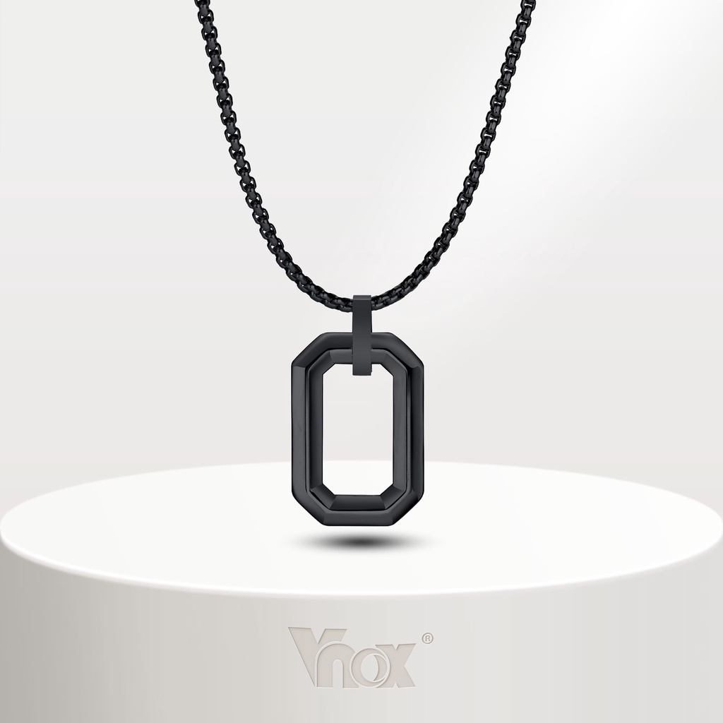 Vnox Vòng cổ Bằng Thép Không Gỉ Mặt Vuông Rỗng Thời Trang Thường Ngày Cho Nam