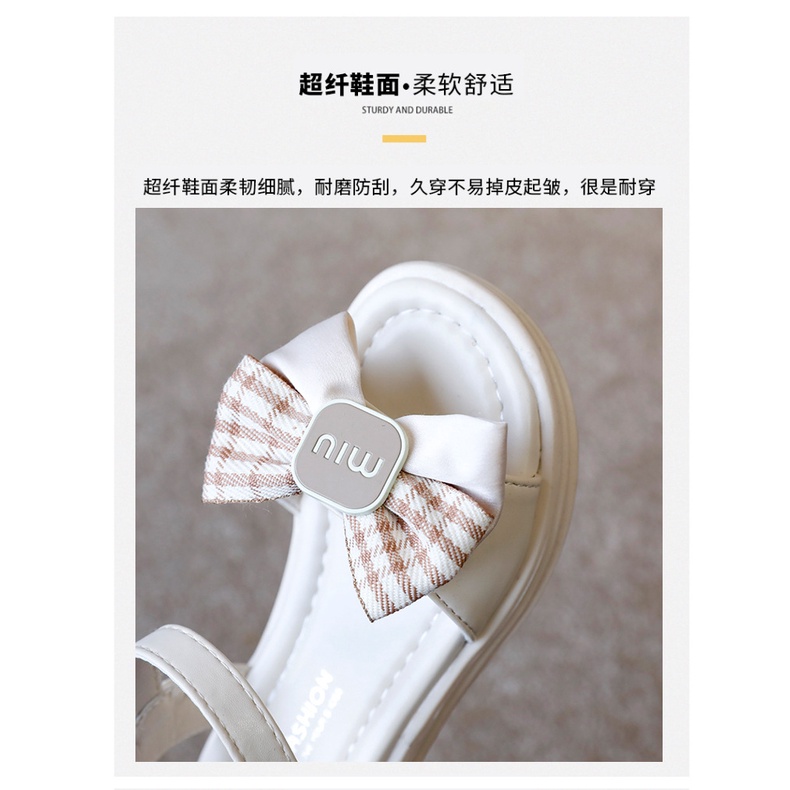 Công chúa giày sandal bé gái mùa hè 2023 mới phiên bản hàn quốc của nơ đế mềm lớn trẻ em giày đi biển