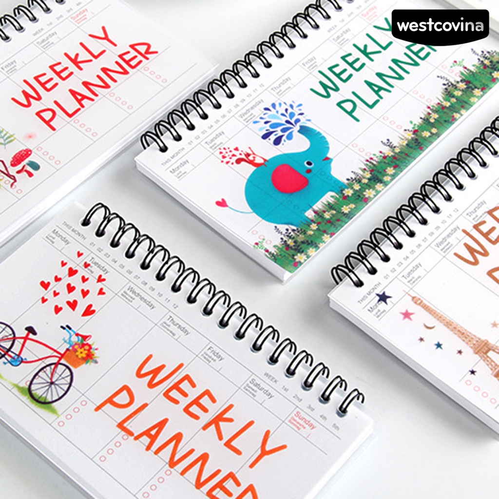 [WSTN]✎Set 50 Tờ Giấy PP Sắp Xếp Kế Hoạch Hàng Tuần Họa Tiết Hoạt Hình Bằng Kim Loại