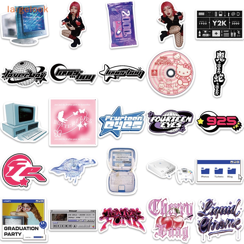 Bộ 53 Miếng Dán Y2K VSCO 90s Phong Cách Harajuku Vintage Dễ Thương Trang Trí Sổ Tay / Xe Máy / Laptop