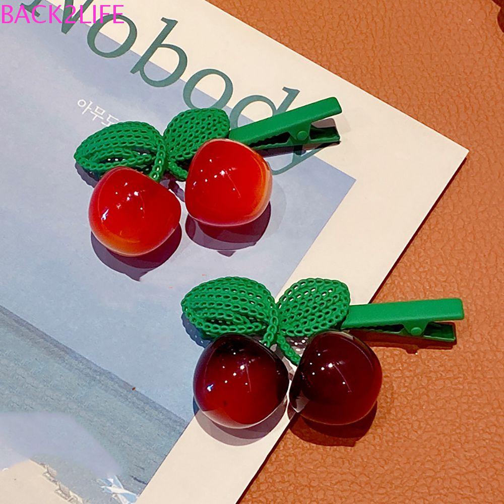 BACK2LIFE Kẹp Tóc Hình Quả Cherry Dễ Thương Cho Nữ