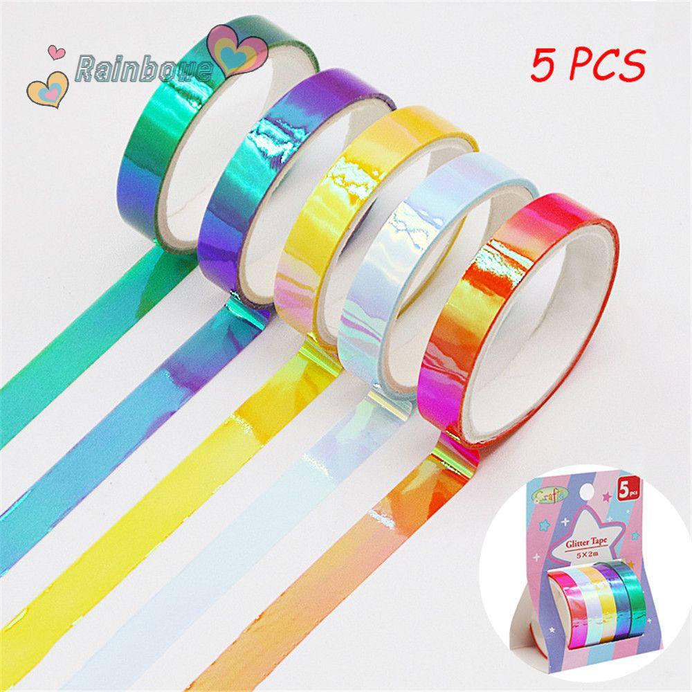 RAINBOW Set 5 Cuộn Băng Dính Nhiều Màu Sắc Dùng Trang Trí Scrapbook