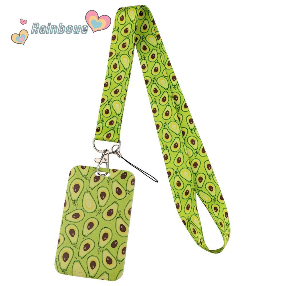 RAINBOW Dây Đeo Thẻ ID / Chìa Khóa Hình Quả Bơ Dacron Màu Xanh Lá Cho Văn Phòng