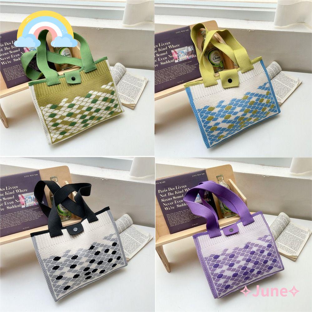 JUNE Túi Xách Đan Len Đeo Vai Có Thể Tái Sử Dụng Thời Trang Cho Nữ