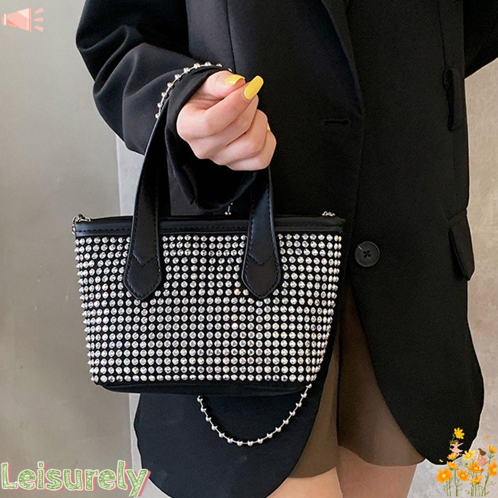 LEILY Túi Xách Dát Đá Phối Dây Xích Thời Trang Sang Trọng Cho Nữ