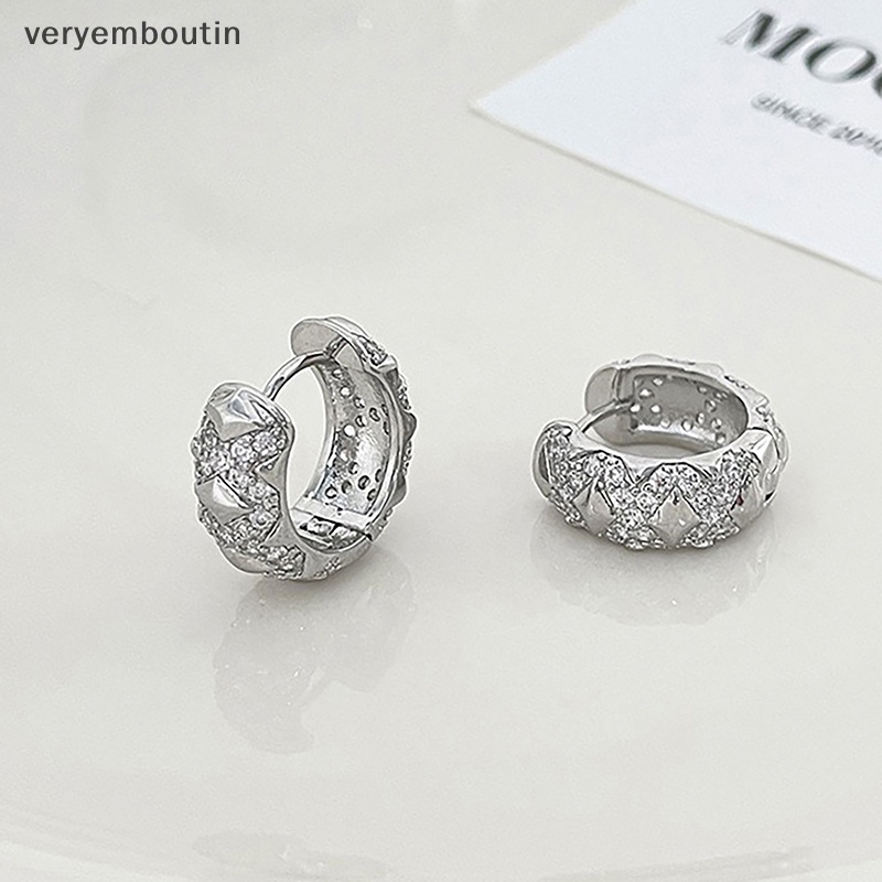 Bông Tai Dạng Vòng Kiểu Bất Đối Xứng Đính Đá Zircon Lấp Lánh Đơn Giản Thời Trang 1 Cho Nữ