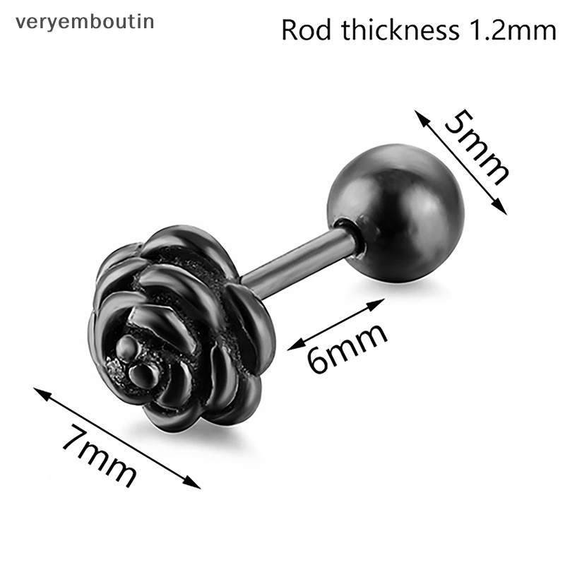 Khuyên Tai Dạng Hạt Hình Hoa Hồng Nhỏ Bằng Thép Không Gỉ Nhiều Màu Sắc Thời Trang