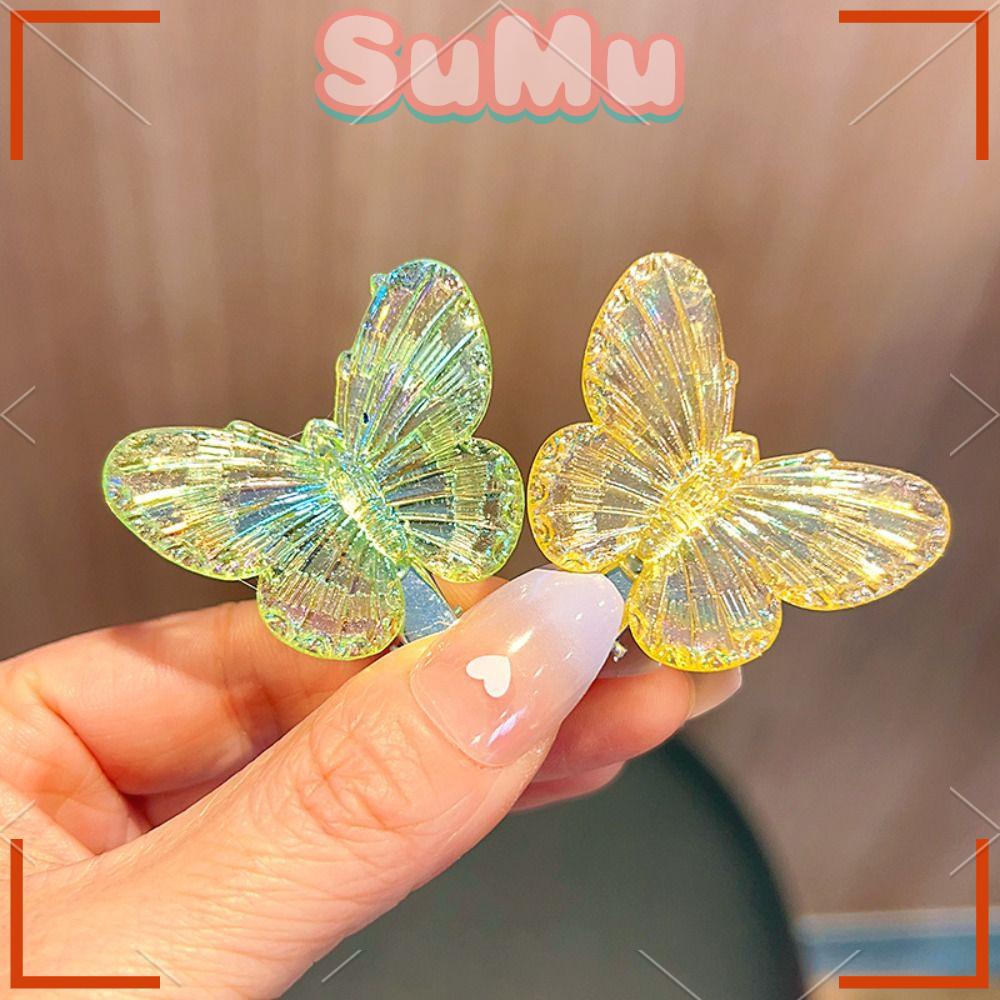 SUMU Set 6 Cặp Kẹp Tóc Hình Bướm Hồng Trong Suốt Thời Trang Cho Nữ