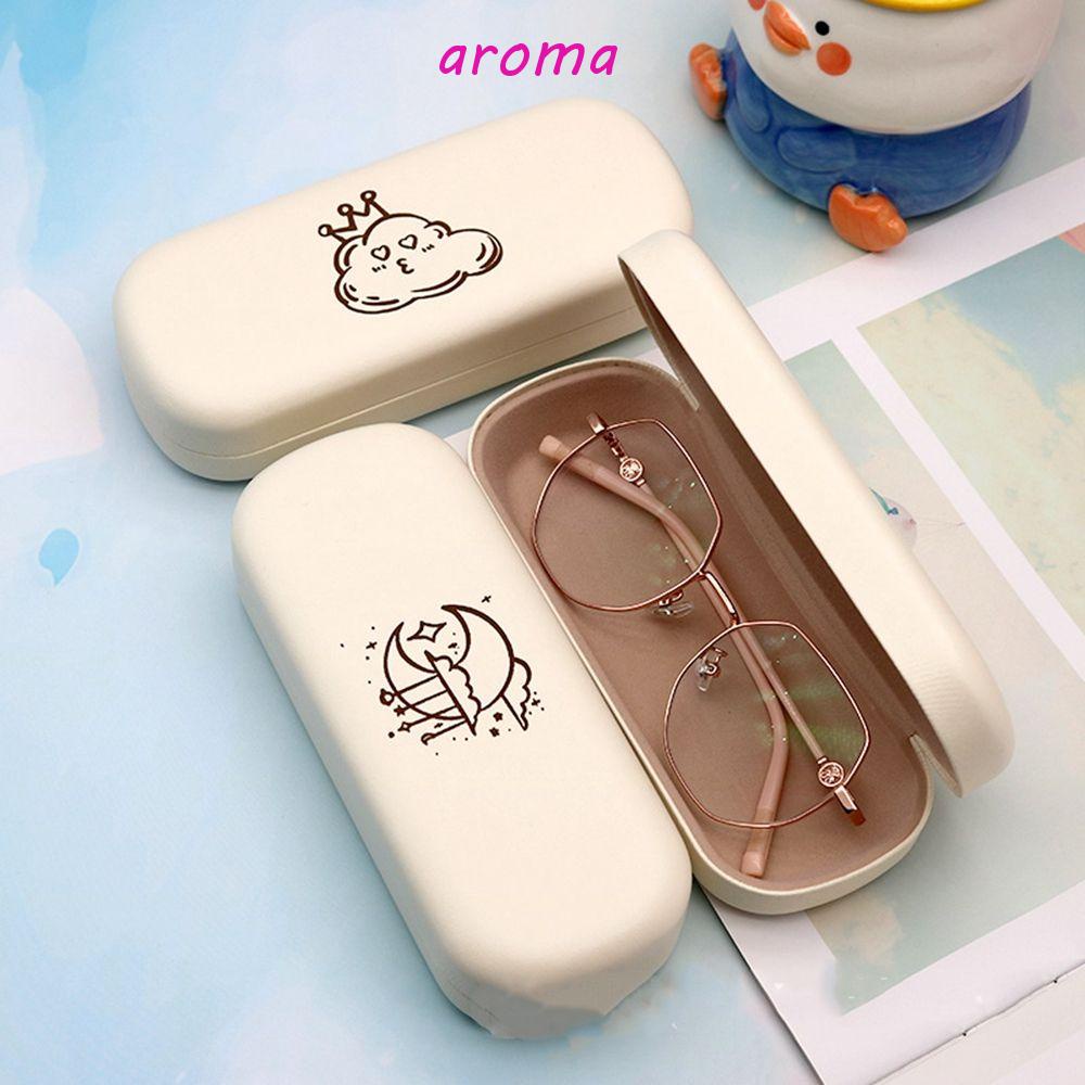 AROMA Hộp Đựng Mắt Kính Hình Vuông Bằng Da PU In Họa Tiết Hoạt Hình Dễ Thương Thời Trang Cho Nam Ốp