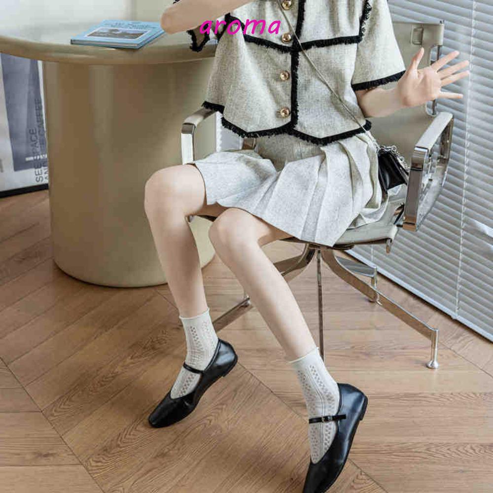 AROMA Đôi Vớ MàU Trơn Đơn GiảN ThờI Trang Cho Nữ