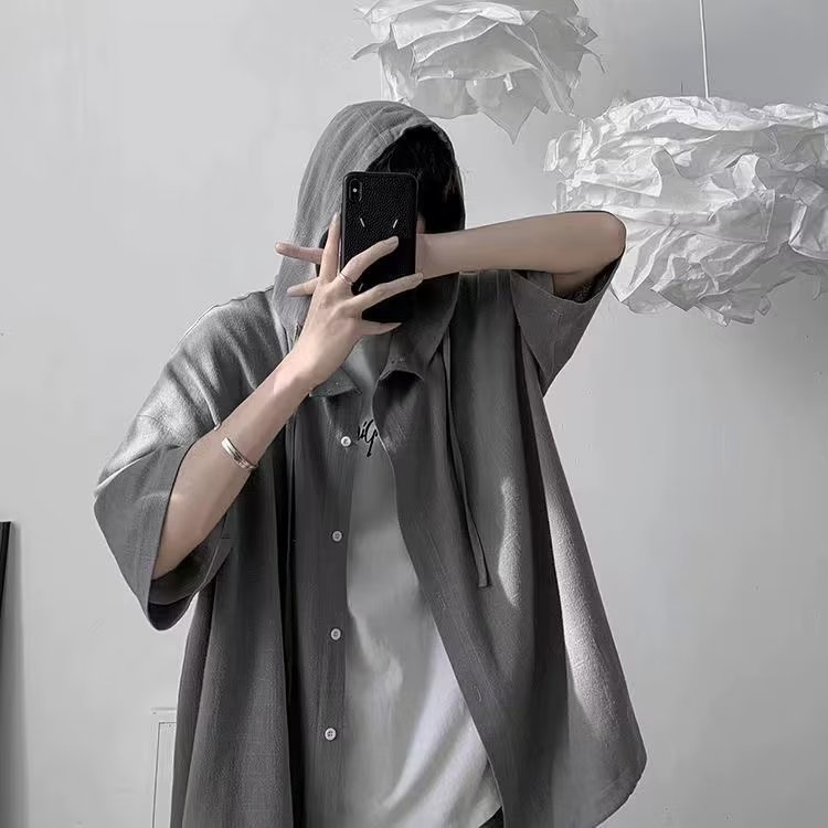 Áo Khoác Sơ Mi Có Mũ Trùm Dáng Rộng Thời Trang Mùa Hè Hongkong Dành Cho Nam Và Nữ