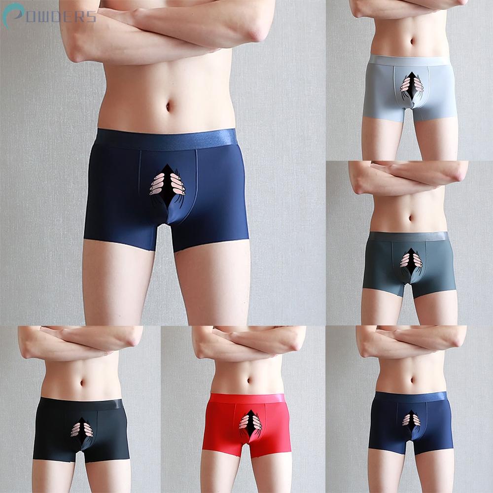Quần Lót Boxer Vải Lụa Lạnh Mềm Mại Thoải Mái In Họa Tiết Hoạt Hình Vui Nhộn Dễ Thương Cho