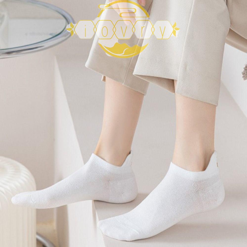IVORY Vớ Cotton Mỏng Cổ Thấp Chống Trượt Thấm Hút Mồ Hôi In Họa Tiết Thỏ / Gấu Dễ Thương Thời Trang Cho Nữ