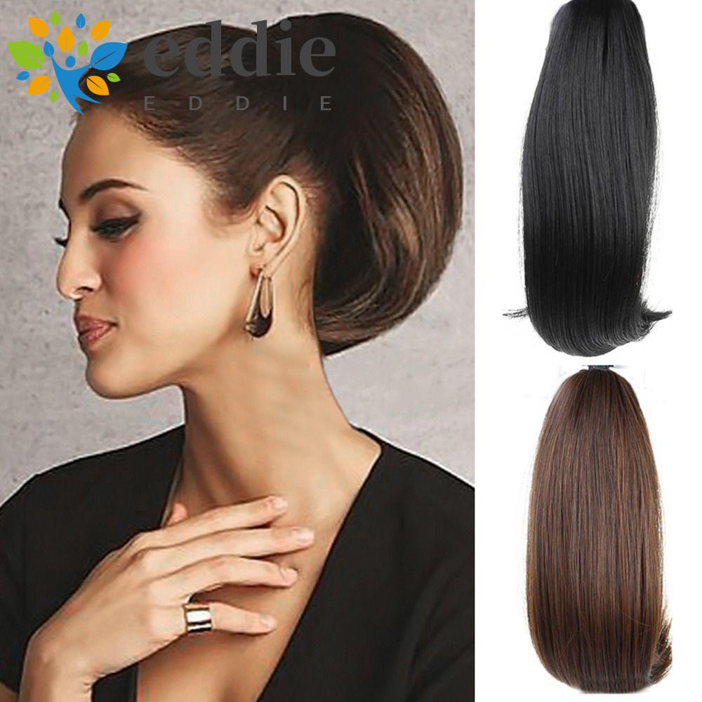 26EDIE Tóc Đuôi Ngựa Thẳng Ngắn Bằng Sợi Lông Mềm Mịn Kháng Nhiệt Vô Hình Chất Lượng Cao Cho Nữ