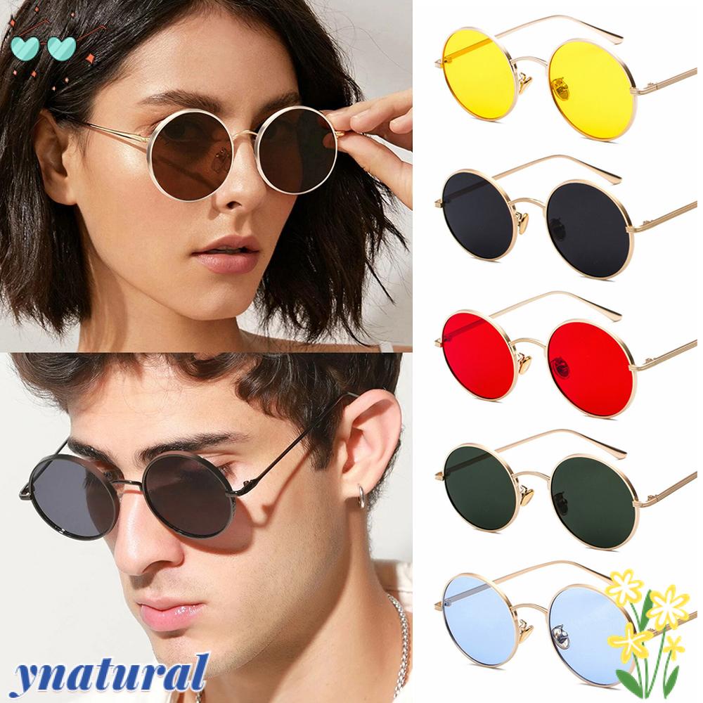 YNATURAL Kính Mát Tròn Gọng Kim Loại Chống Tia UV Thời Trang