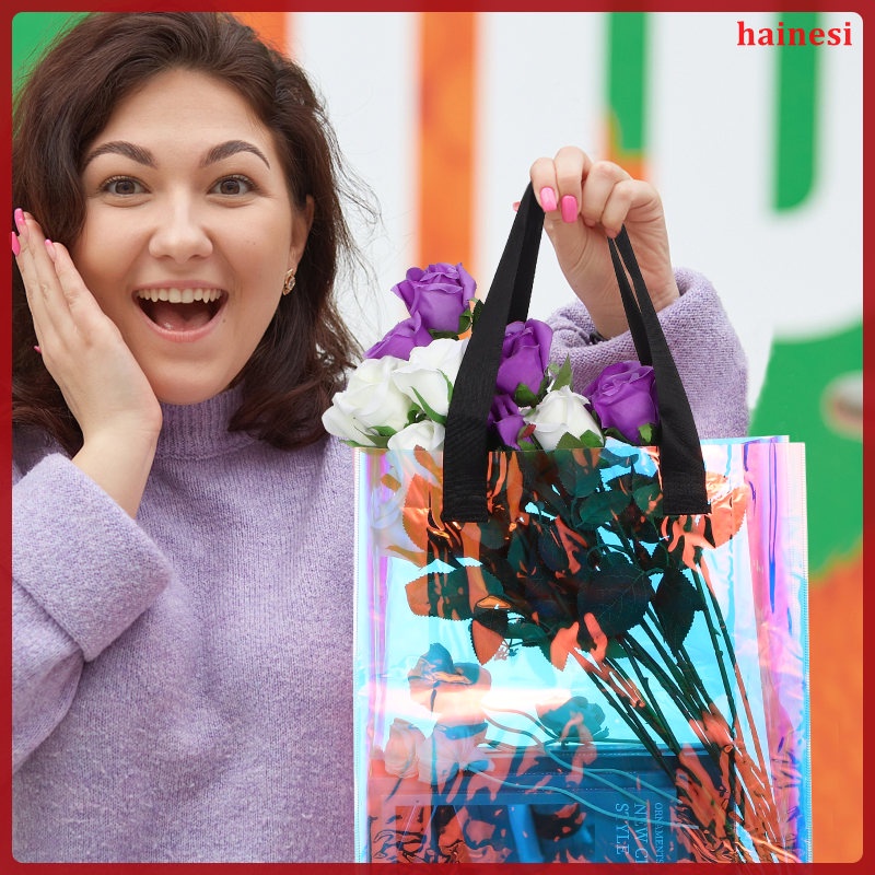 Set 2 Túi Xách Tay Bằng Nhựa Thiết Kế Đơn Giản Dùng Khi Đi Mua Sắm