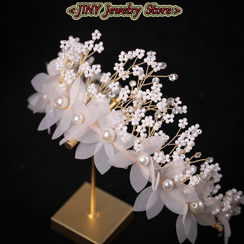 Băng Đô Cài Tóc Đính Ngọc Trai Nhân Tạo Thanh Lịch